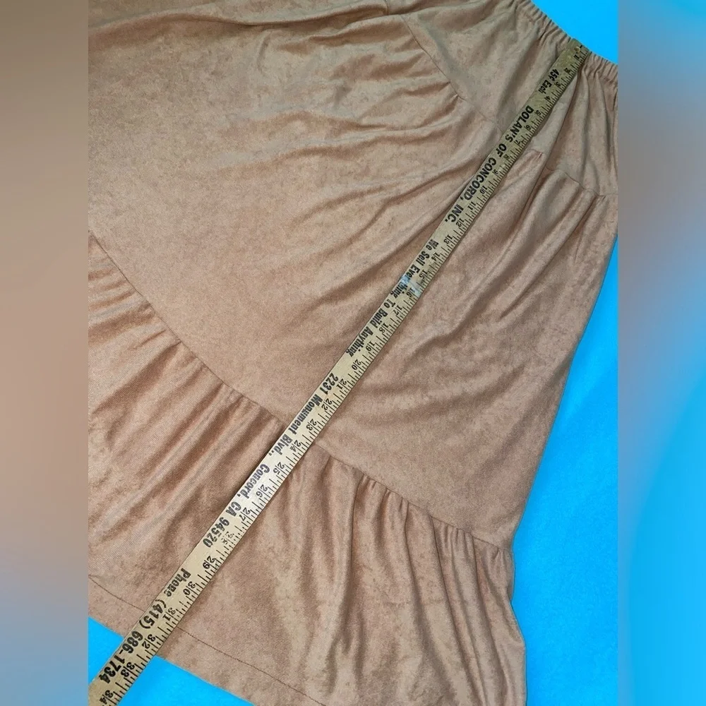 HANDMADE Tiered faux suede maxi skirt elastic stretchy waistband size M to L